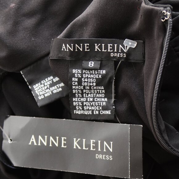 NWT $150. Anne Klein Black Dress with Ruched Waist Size 8 - Picture 5 of 6